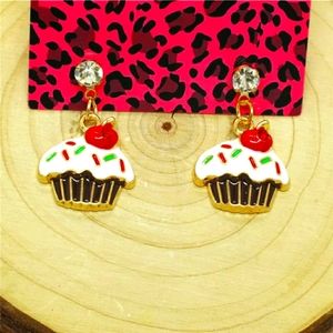 Adorable red Crystal Cherry cupcake earrings